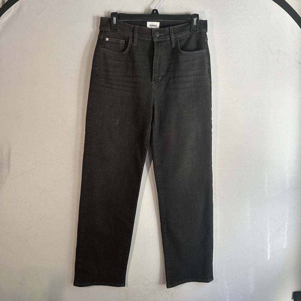 Hudson Women's Noa Mid Rise Straight Crop Size 28 Black Baggy Wide Legs